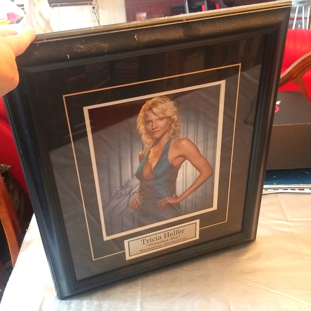 Tricia Helfer Autographed Framed Art with Name Plate